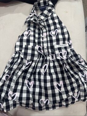 Calvin Klein Jeans Black & White Gingham Dress with Pink Heart Accents